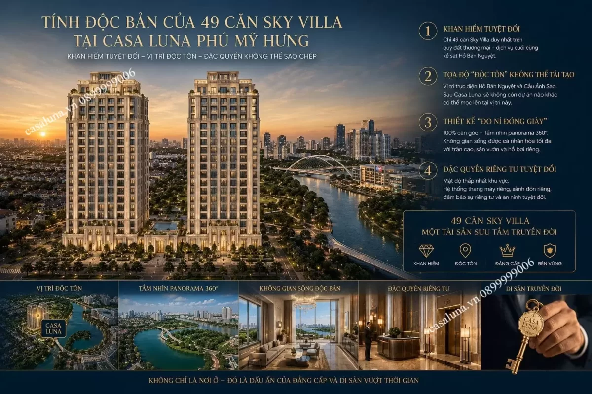 Dự án Căn hộ Casa Luna Phú Mỹ Hưng Quận 7 | Giá bán Tháng 6/2026 71 Tính độc bản của 49 căn Sky Villa Casa Luna