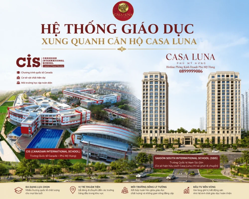 Hệ thống giáo dục xung quanh Casa Luna Phú Mỹ Hưng trong bán kính 5km 10 Trường Quốc tế Canada cũng là lựa chọn đáng cân nhắc cho phụ huynh tại Casa Luna