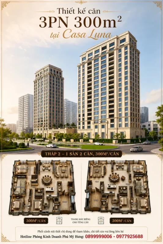 Căn 3 Phòng ngủ 275–300m², 1 sàn 2 căn tại Casa Luna 6 3 Phòng ngủ Casa Luna