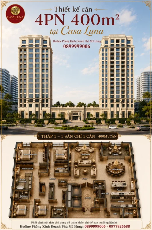 Căn 4PN 400m² Casa Luna: 1 sàn chỉ 1 căn độc bản 4 4 Phòng ngủ Casa Luna