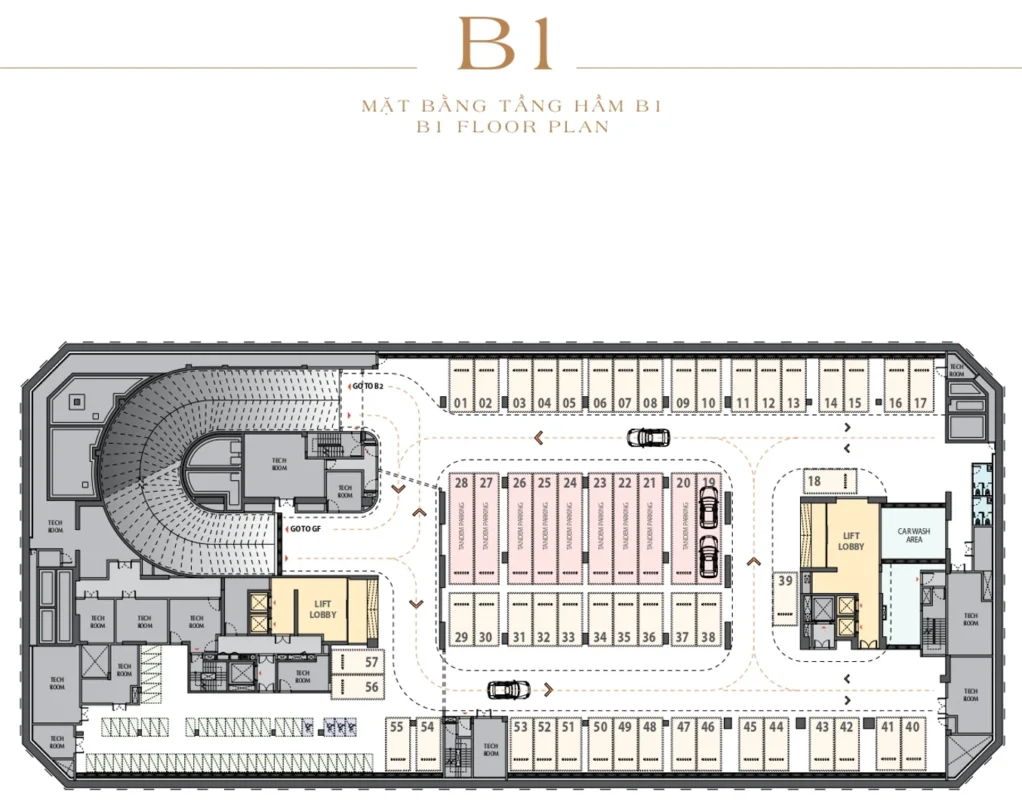 Dự án Căn hộ Casa Luna Phú Mỹ Hưng Quận 7 | Giá bán Tháng 7/2026 77 Mặt bằng tầng hầm B1